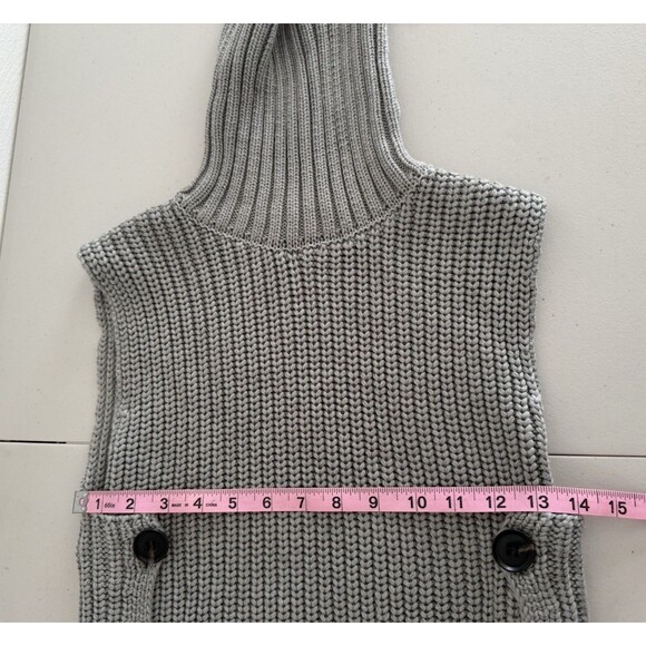 Zara Side Button Turtleneck Sweater Vest Women Size S Gray Sleeveless - Picture 4 of 9